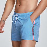 Wiaofellas  -  Mens Striped Swim Trunks Beach Vacation Shorts Streetwear Fashion Surfing Outdoor Gym Workout Shorts Men'S Clothing New