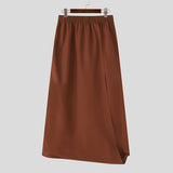 WIAOFELLAS  -  Men Irregular Pants Solid Color Joggers Elastic Waist Joggers Wide Leg Trousers Skirts Streetwear Loose Long Pants