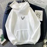 WIAOFELLAS  -  Autumn Winter Heart Print Hoodie Unisex Couple Style Polyester Fiber Full Sleeve Streetwear Trendy Top for Men And Women