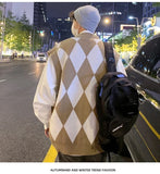 WIAOFELLAS  -  New Autumn Winter Fashion Trend Casual Vneck Cardigan Vest For Men Highquality Korean Version Loose Comfortable Versatile Jacket