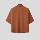Wiaofellas  -  Men's Shirt Lapel Short Sleeve Summer Button Casual Menswear Clothing Camisa Streetwear Solid Fashion Shirts For Man