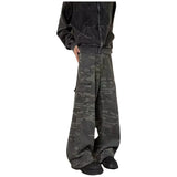 Wiaofellas  -  Retro American Hip Hop Camouflage Casual Pants Men Women Workwear Straight Leg Long Trousers Polyester Cotton Blend Spring