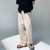 WIAOFELLAS  -  Japanese Men's Trend Drawstring Wide Leg Pants Men Straight Loose Casual Pants Korean Spring Summer Thin Long Pants 2D1315