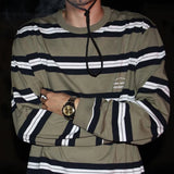 WIAOFELLAS  -  American Retro Trendy Contrasting Striped Round Neck Long-Sleeved T-Shirt Casual Hip-Hop Street Vibe Tops For Men Women Couples