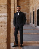 Wiaofellas  -  Black Peak Lapel Formal Wedding Men Suit Groom Tuxedo Prom Slim Fit Blazer Double Breasted High Quality Custom 3 Piece Set