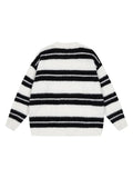 Wiaofellas  -  Contrast Striped Sweater For Male Casual Loose O Neck Long Sleeve Cashmere Pullover Jumpers Autumn Thicken Warm Knitted Blouse