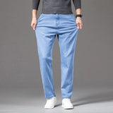 Wiaofellas  -  Spring New Baggy Jeans Men's Classic Solid Casual Fashion Large Pants Men's Clothing Denim Straight Leg Pants
