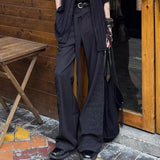 WIAOFELLAS  -  Mens Trousers With Straps Drapes Casual Pants Streetwear Fashion Dark Personality Versatile Straight Pants Men'S Clothing 2025