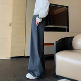WIAOFELLAS  -  Summer Men's Solid Color Suit Trousers American Retro Fashion Trend High Street Casual Loose Breathable Men's Bottoms