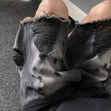 WIAOFELLAS  -  Ripped Casual Denim Y2k Shorts Men'S New Summer Thin American Trend Fashion Mid-Pants High Street Loose Five-Point Pants