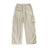 Wiaofellas  -  Men Folds Japanese Korean Streetwear Fashion Loose Casual Sport Wide Leg Cargo Pants Cityboy Trousers Women Straight Pant