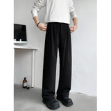 WIAOFELLAS  -  Brown Black Suit Pants Men Fashion Society Mens Dress Pants Korean Loose Straight Casual Pants Mens Office Formal Trousers M-2XL