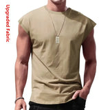 Wiaofellas  -  Loose Casual Sleeveless Vest Men's Summer New Style Thin Pure Color Tank Top Sports Style Polyester Fiber Straight Hem Design