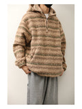 WIAOFELLAS  -  Autumn Winter Hooded Sweaters for Men Japanese Trendy Loose Casual Thickened Striped Pullover Harajukuhigh Street Long Sleeved