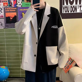 WIAOFELLAS  -  Teenager College Style Splicing Niche Design Feel Handsome and Personalized Suit