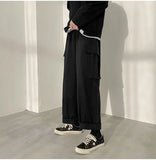 Wiaofellas  -  Men's Workwear Pants Straight Leg Loose Fit Faionable Japanese Sle Wide Leg Pants Hong Kong Sle Versatile Trendy Nine