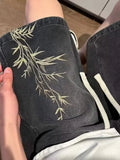 WIAOFELLAS  -  2025 New Men Summer Fashion Floral Embroidery Denim Shorts Male Loose Jeans Shorts Men High Waist Straight Short Pants P893