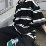 Wiaofellas  -  Vintage Simplicity Striped Tops Tees Summer New Men's Short Sleeve Loose All-match Casual T Shirts Trend Korean Men Clothing