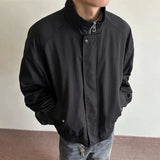 WIAOFELLAS  -  Simple Men's Jackets Stand Collar Solid Color Casual Pocket Coats Spring Loose Streetwear Male Tops New Stylish