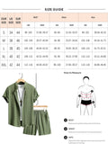 Wiaofellas  -  Men's 2 Pieces Shirt Set Short Sleeve Button Down Casual Holiday Vacation Beach Solid Color T-Shirts Shorts Outfits