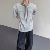 WIAOFELLAS  -  Fashion Men's Letter embroidery Tie Shoulder Pads Design T-shirts Trendy Casual Short Sleeves Tops Male 2025 Summer