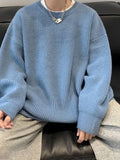 Wiaofellas  -  Autumn Crew Neck Solid Color Pullover Sweaters For Men Casual Y2K Knitted Sweater High Street Fashion Jumpers Hombre
