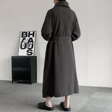 Wiaofellas  -  Men's Loose Long Trench New Autumn Winter Warm Thick Solid Color Korea Fashion Male Tops Woolen Coat