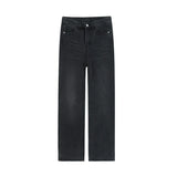 WIAOFELLAS  -  Male Jeans Pants Loose Casual Trendy Straight Wide Leg Denim Trousers Men's Dark Grey Vintage Jeans American Streetwear Clothes