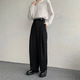 WIAOFELLAS  -  Black Suit Pants Men Oversized Fashion Social Mens Dress Pants Korean Loose Straight Wide Leg Pants Mens Office Formal Trousers