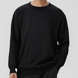 WIAOFELLAS  -  Casual Long Sleeve O Neck Knit Sweater Mens T Shirt Autumn Winter Fashionable Solid Color Jumpers For Men Daily Leisure Sweaters