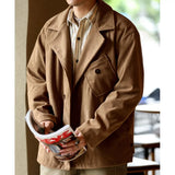 WIAOFELLAS  -  Japanese Corduroy Suit Jacket with Men's Patch Pocket Design Casual Retro French Light Mature Layered Jacket