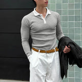 WIAOFELLAS  -  Men Striped Shirt Lapel Long Sleeve Loose Casual Men Clothing Streetwear Fashion Leisure Male Tops 2026 Spring Shirts