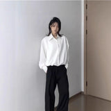 WIAOFELLAS  -  Casual High End White Shirt For Men And Women 2025 New Autumn Lapel Single Breasted Long Sleeve Blouse Top Chic