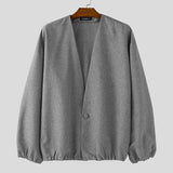 WIAOFELLAS  -  Men Jackets Solid Color Long Sleeve Open Stitch Casual Male Thin Coats Loose Streetwear Fashion Cardigan Outerwear Men