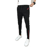 Wiaofellas  -  Cool Casual Men's Slim Fit Nine-Piece Pants Striped Sports Harlan Trousers Korean Version Trendy Cuffed Harem Pants