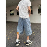 WIAOFELLAS  -  Hip Hop Retro Waist Inverted Design Men Denim Shorts Instagram Gothic Street Apparel Loose Straight Leg Pants Sports Pants