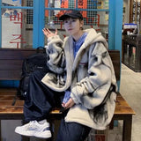 WIAOFELLAS  -  Winter thickened cotton coat men's velvet hooded cotton coat Korean style loose lamb wool cotton jacket trendy