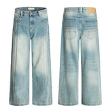 Wiaofellas  -  New Men's Vintage Washed Side Stripe Jeans Y2K Streetwear Patchwork Design Baggy Denim Pants Casual Punk Straight Jean