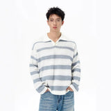 WIAOFELLAS  -  American Contrasting Seagull Collar Pullover Sweater in Autumn and Winter New Men's High-end Casual Knitted Top