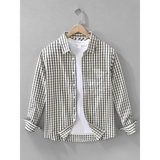 Wiaofellas  -  Men's Plaid Long-sleeved Shirt Japanese Retro Spring New Style Small Fresh Trendy Loose Shirt Casual Jacket