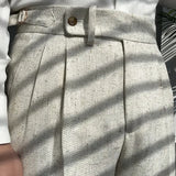 Wiaofellas  -  Spring High Waist Straight Leg Trouser For Men Top Quality Paris Button Trouser  Casual  Business Naples Gentleman Suit Pants