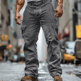 Wiaofellas  -  Men's Casual Corduroy Pants Solid Straight Pockets Trousers Daily Social Cargo Pants Streetwear Vacation Pants for Men