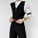 WIAOFELLAS  -  Fashion High-End Party Dance Solid Color Suit Vest Unisex 2025 Spring And Autumn New British Trend Slim Casual Suit Vest Jacket