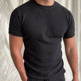 Wiaofellas  -  Men Casual Fashion Sports Knit Set Sexy Short Sleeve T-shirts Hip Hop O-collar Tops + Long Pants Two Piece Suit For Men Clothes