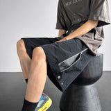 WIAOFELLAS  -  Summer Thin Running Shorts for Men Side Zippers Casual Sport Short Pants Drawstring Quick Dry Sports Shorts Black/Navy Blue