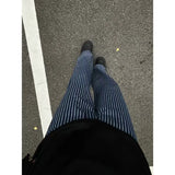 WIAOFELLAS  -  Vintage blue vertical striped jeans men's loose straight leg wide-leg pants