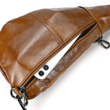 WIAOFELLAS  -  Soft Cow Leather Men's Chest Bag Genuine Leather Men's Chest Pack Small Crossbody Sling Bag Anti Theft Chest Bag Men Coffee