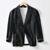 WIAOFELLAS  -  Spring Autumn 100% Linen  Men's Blazer Suit Jacket For Men Black Coat For Male Business Lightweight Breathable Shirts Man Tops