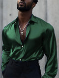WIAOFELLAS  -  Fashion Ice Silk Smooth Shirts For Men Spring Autumn Long Sleeved Home Tops Streetwear Nightclub Party Shirts Men's Clothing