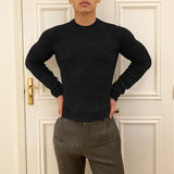 WIAOFELLAS  -  Men T Shirt Solid Color Turtleneck Long Sleeve Hollow Out Backless Male Tee Tops Streetwear Sexy Fashion Unisex T-shirts